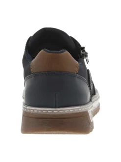 Sneakers marine à talon plat et à lacets plats marine et zip latéral