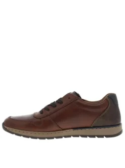 Sneakers marron à talon plat et à lacets plats et zip latéral