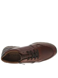 Sneakers marron à talon plat et à lacets plats et zip latéral