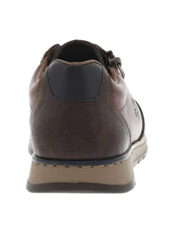 Sneakers marron à talon plat et à lacets plats et zip latéral