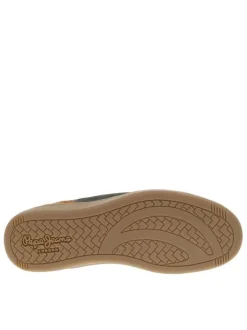 Sneakers multicolores à semelle plate avec empiècements camel et lacets verts