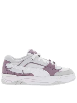 Sneakers multisport blanches et violettes à talon plat et à lacets