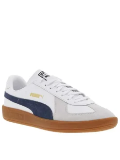 Sneakers multisport en cuir de vachette bleu marine avec nom de la marque