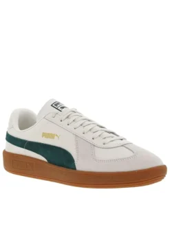 Sneakers multisport en cuir de vachette vertes à talon plat et à lacets plats