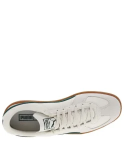 Sneakers multisport en cuir de vachette vertes à talon plat et à lacets plats