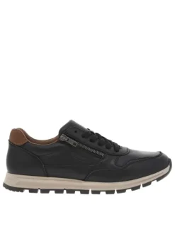 Sneakers noires à semelle intermédiaire beige à talon plat avec zip et lacets