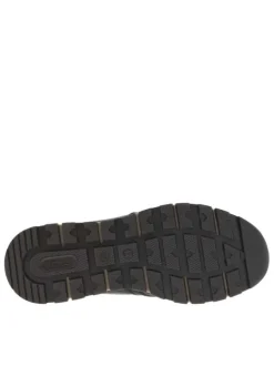 Sneakers noires à semelle intermédiaire beige à talon plat avec zip et lacets