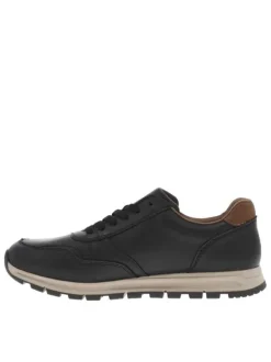 Sneakers noires à semelle intermédiaire beige à talon plat avec zip et lacets