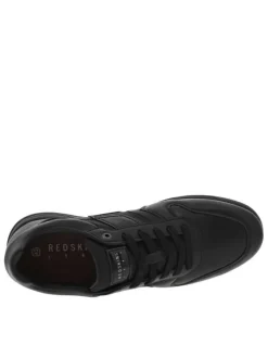 Sneakers noires à talon plat avec logos blancs et lacets plats