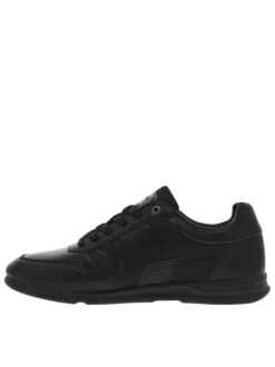Sneakers noires à talon plat avec logos blancs et lacets plats