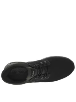 Sneakers noir à semelle bulle d'air à talon plat et à lacets plats élastiqués