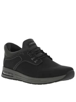 Sneakers noir à semelle bulle d'air à talon plat et à lacets plats élastiqués
