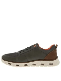 Sneakers olive à semelle blanche et à talon plat avec des lacets