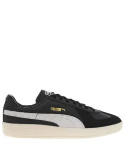 Sneakers Puma en cuir de vachette noires et à lacets plats avec logo iconique