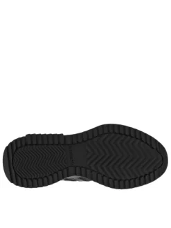 Sneakers Retropy en cuir nubuck noir à semelle running semi-compensée et à lacets ton sur ton