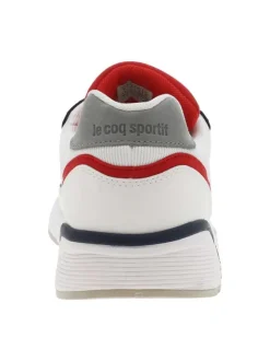 Sneakers style tennis rétro en Mesh textile et cuir blanc à semelle semi-compensée et à lacets contrastés