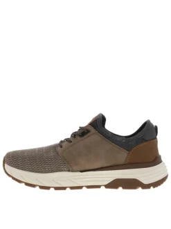 Sneakers taupe à talon plat et à slip-on avec des lacets décoratifs