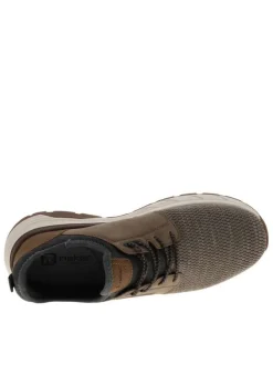 Sneakers taupe à talon plat et à slip-on avec des lacets décoratifs