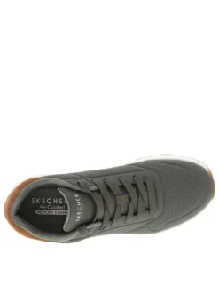 Sneakers vert olive à talon plat avec un logo embossé sur le côté