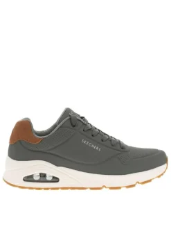 Sneakers vert olive à talon plat avec un logo embossé sur le côté