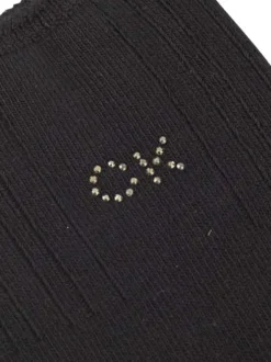 Socquettes noires unie avec initiales de la marque collées en strass