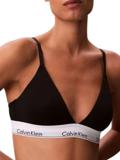 Soutien-Gorge en coton mélangé noir uni avec bande élastiquée blanche