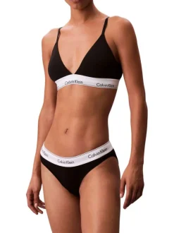 Soutien-Gorge en coton mélangé noir uni avec bande élastiquée blanche