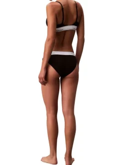 Soutien-Gorge en coton mélangé noir uni avec bande élastiquée blanche