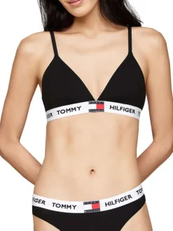 Soutien-Gorge en coton noir uni avec bandes blanches et bretelles ajustables