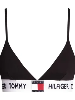 Soutien-Gorge en coton noir uni avec bandes blanches et bretelles ajustables