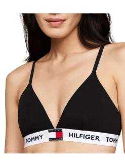 Soutien-Gorge en coton noir uni avec bandes blanches et bretelles ajustables