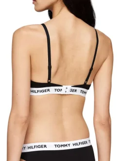 Soutien-Gorge en coton noir uni avec bandes blanches et bretelles ajustables