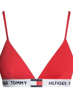Soutien-Gorge en coton rouge uni avec bretelles réglables et marque