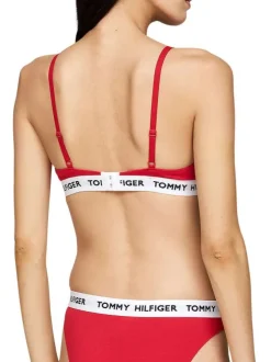 Soutien-Gorge en coton rouge uni avec bretelles réglables et marque