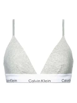 Soutien-Gorge gris uni avec liseré blanc et nom de la marque sous la poitrine