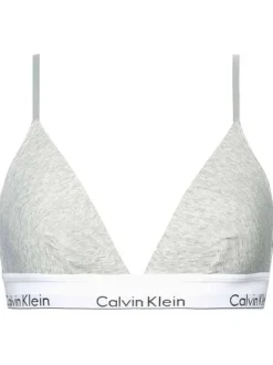 Soutien-Gorge gris uni avec liseré blanc et nom de la marque sous la poitrine