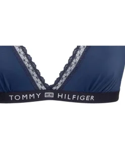Soutien-Gorge marine uni avec une coupe ajustée et à détails en dentelle