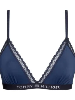 Soutien-Gorge marine uni avec une coupe ajustée et à détails en dentelle