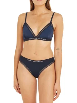 Soutien-Gorge marine uni avec une coupe ajustée et à détails en dentelle