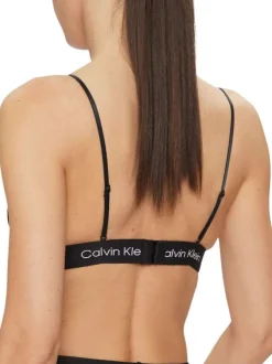 Soutien-gorge noir imprimé zébré et élastique estampiller de la marque