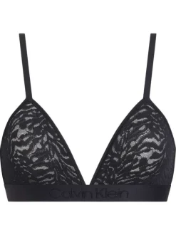 Soutien-Gorge noir sans armature en dentelle ajourée zébrée avec un maintien