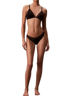 Soutien-Gorge noir uni en dentelle avec bretelles noires élastiquées