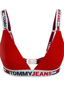 Soutien-gorge rouge en coton avec logo sur la bande élastiquée
