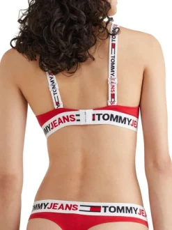 Soutien-gorge rouge en coton avec logo sur la bande élastiquée
