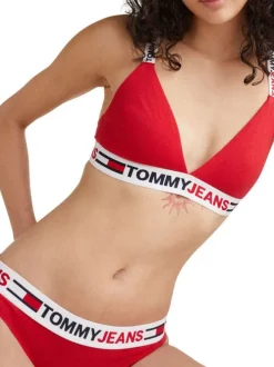 Soutien-gorge rouge en coton avec logo sur la bande élastiquée