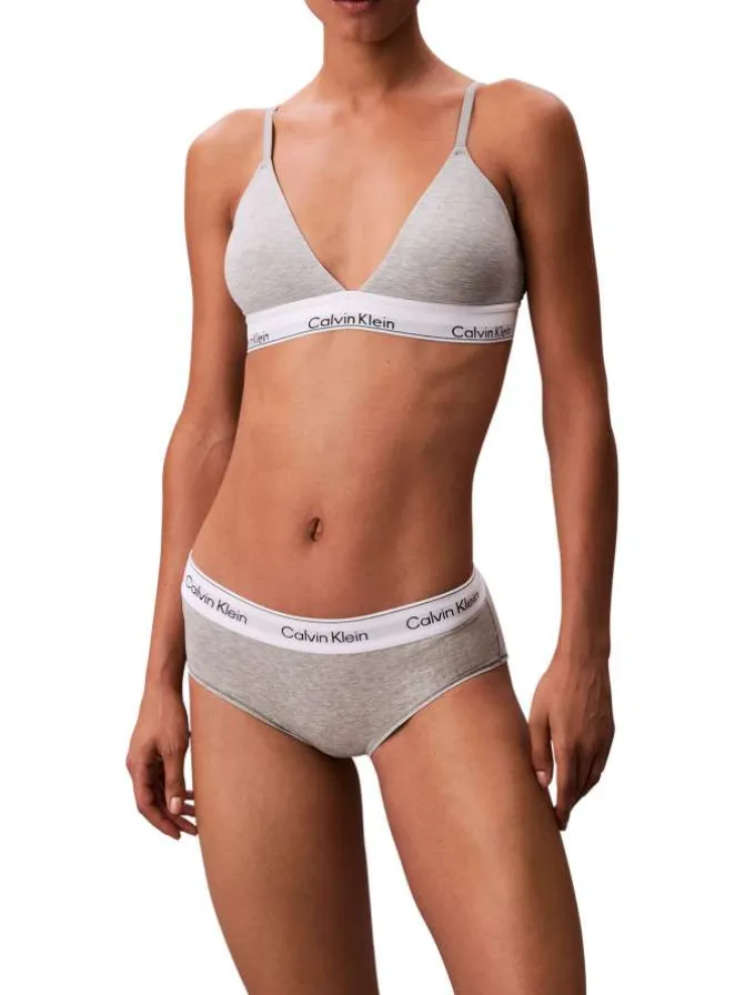 Soutien-Gorge triangle en coton mélangé gris avec bande blanche élastiquée