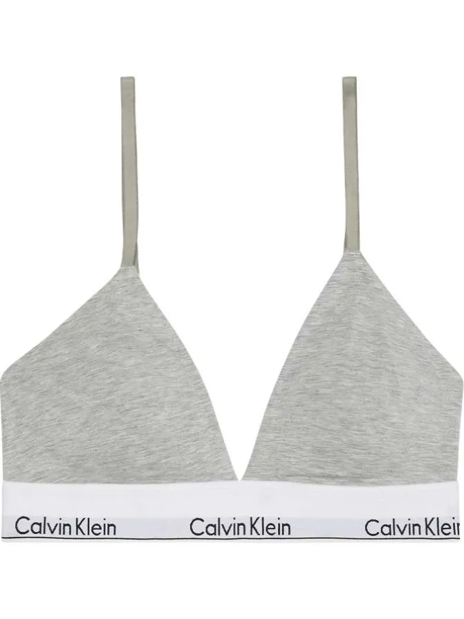 Soutien-Gorge triangle en coton mélangé gris avec bande blanche élastiquée
