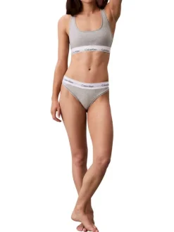 String en coton mélangé gris uni avec une ceinture élastiquée blanche