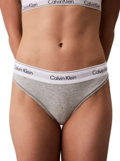 String en coton mélangé gris uni avec une ceinture élastiquée blanche
