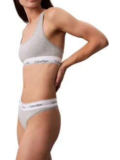 String en coton mélangé gris uni avec une ceinture élastiquée blanche